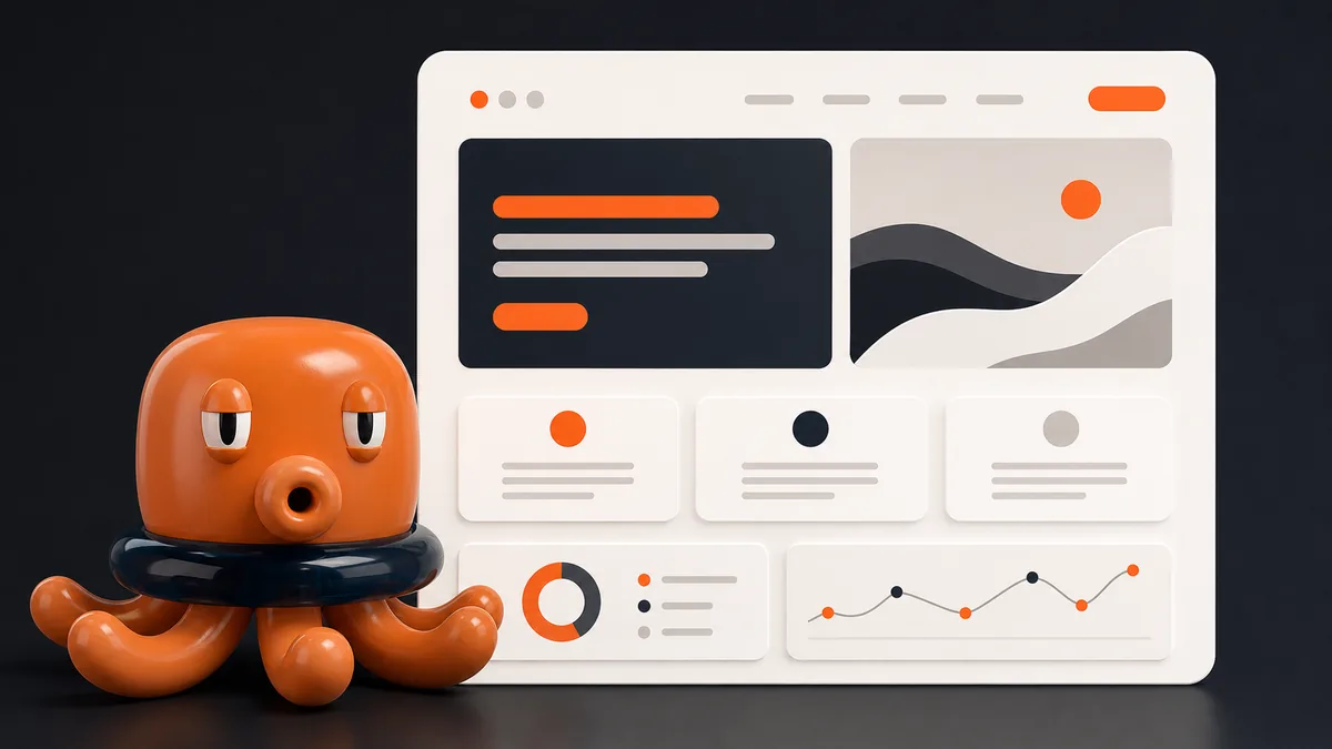 Polipetto MeKraken con layout sito web aziendale minimal